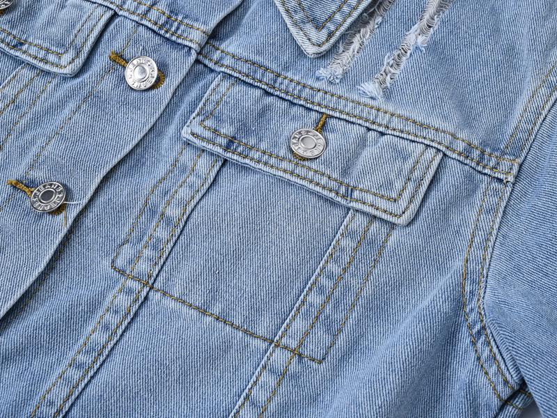 Giacca da donna in denim leggero a maniche corte - Esclusiva estiva, Camicia trendy di alta gamma