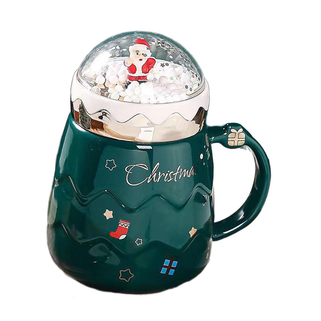 Christmas Ceramic Mug Novelty Mug with Lid Decorative Drinkware Christmas Coffee Mug Xmas Mug for Kids Adults Boys Girls