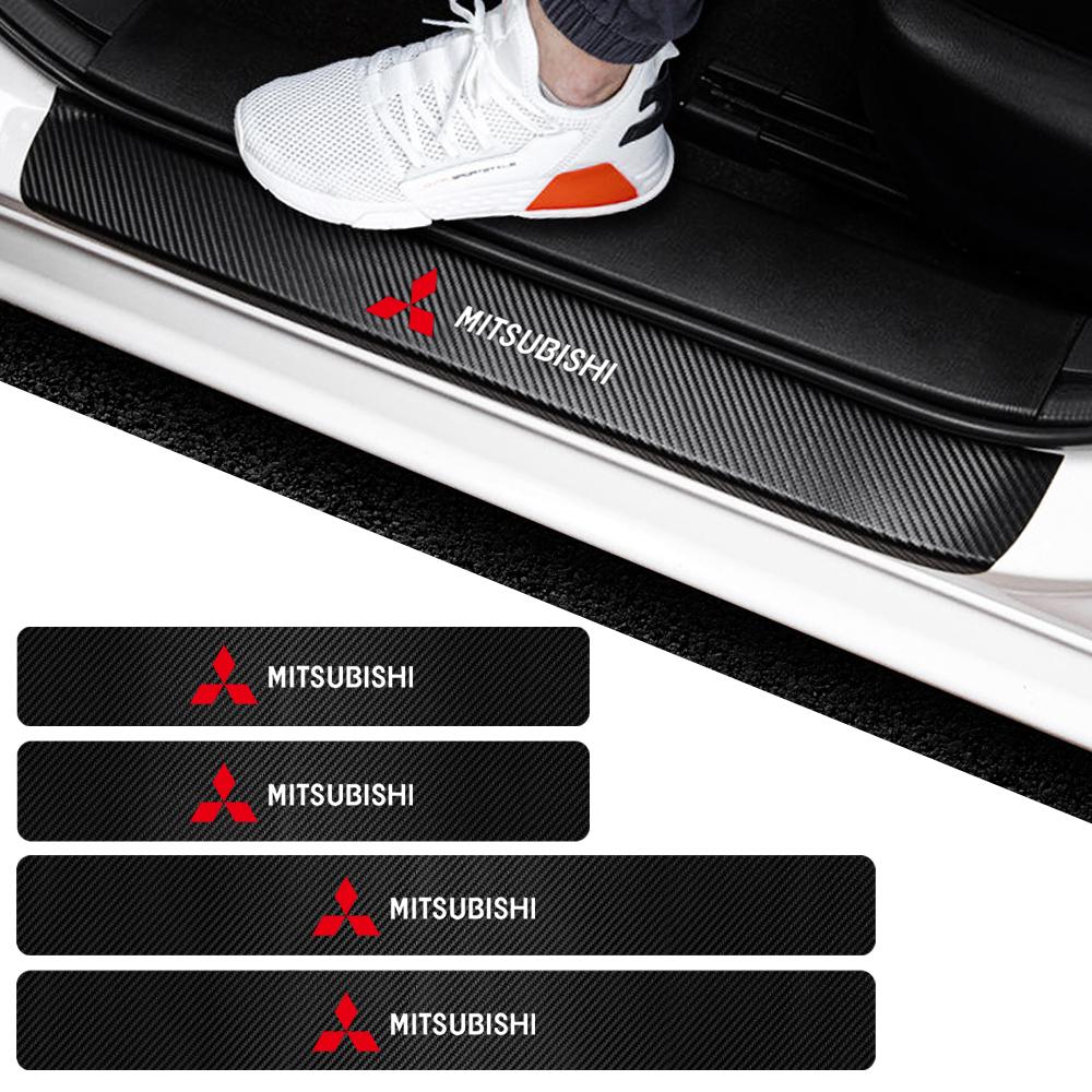 4PCS Car Door Sill Pedal Carbon Fiber Protective Sticker Anti-scratch And Waterproof For Mitsubishi Ralliart Lancer EX Outlander