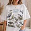 Field Guide Herons T-Shirt, Vintage Birdwatching Graphic Tee, Wetland Birds Nature Shirt, Heron Lover Wildlife Gift for Birders