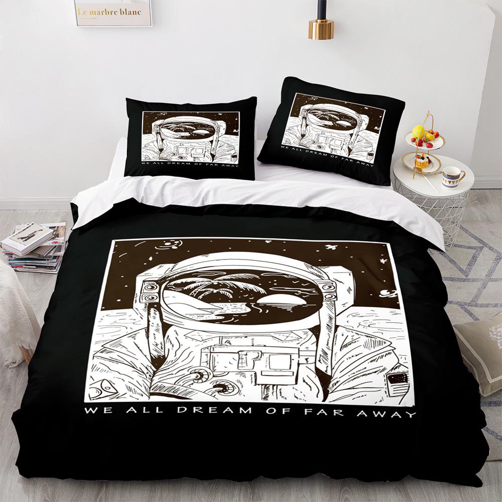 3D Astronaut King Queen Duvet Cover Cartoon Galaxy Universe Bedding Collection For Kids Boys Girls Outer Space Soft 23Pcs Quilt Cover