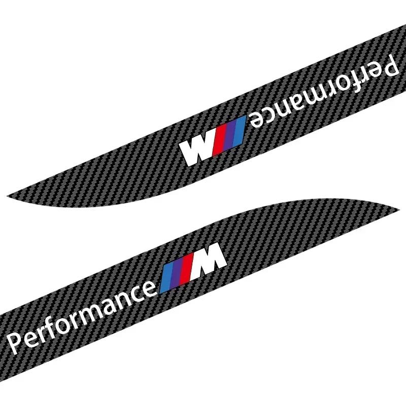 2pcs Car Side Skirt Sill Carbon Fibre Body Protection Sticker For BMW M Performance 1 3 5 7 Series M3 M4 M5 M6 X1 X3 X5 X6 X7