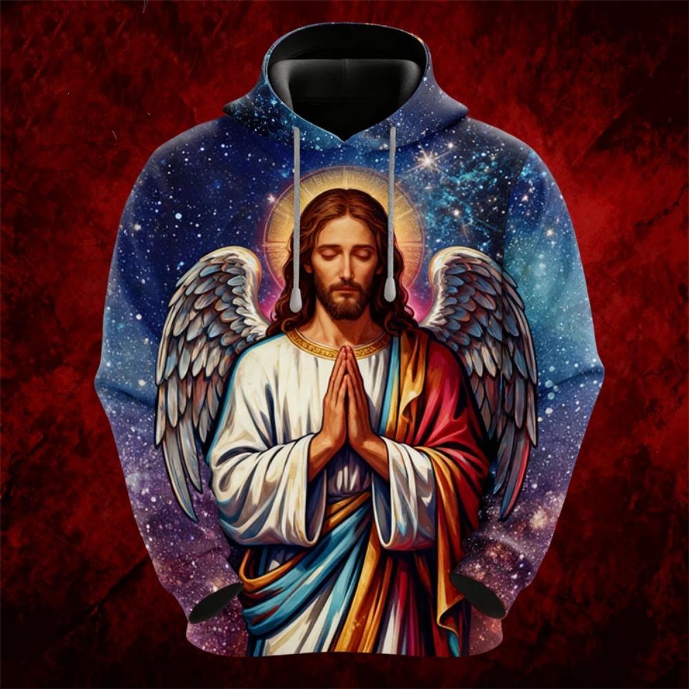 Autumn Fashion Men Women's Hoodies Jesus Graphic Print Pullover Casual Sweatshirt Kids Hoodies Top Clothing