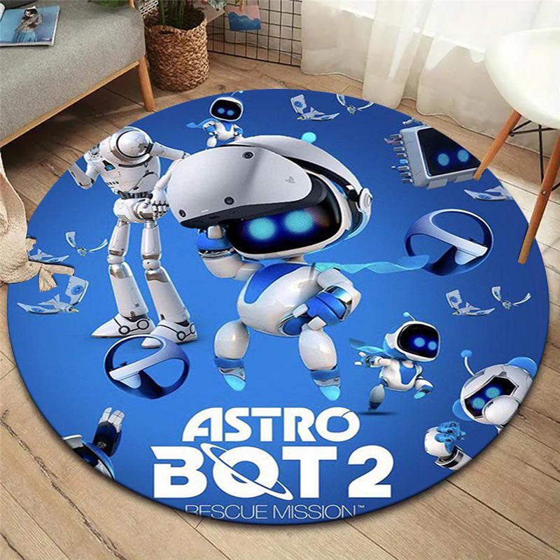Tappeto Rotondo ASTRO BOT, Tappeto per Soggiorno Camera da Letto Divano Sala Giochi Decorazione, Tappetino Antiscivolo