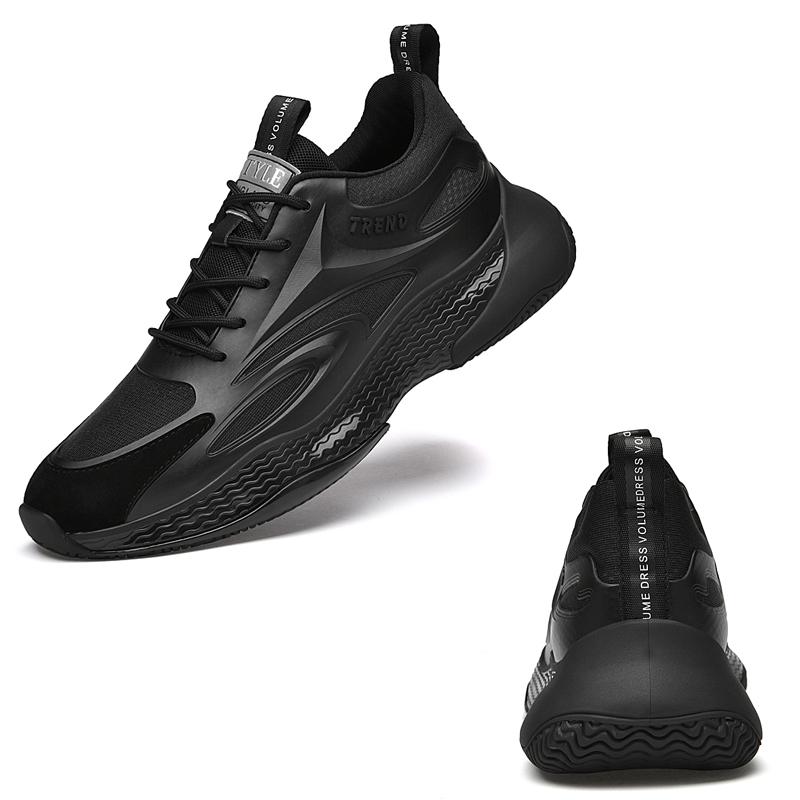 

655 Man White Sneakers Men Elevator Height Increase Insole 7cm Sports Plus Size 37-43 37 чёрный