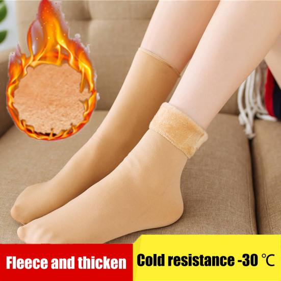 Women's Opaque Fleece Lined Crew Socks Winter Thick Velvet Warm Socks Soft Plush Ski Boots Floor Slippers for Snow And Cold Weather