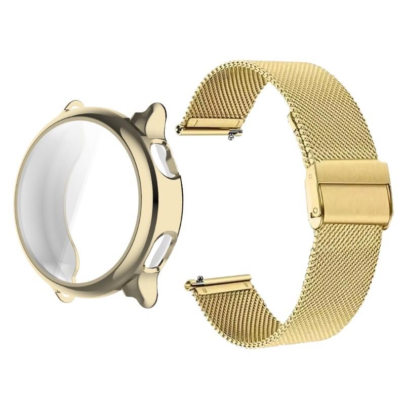 Milanese Watch Replacement Strap with Coverage TPU Shell for Garmin Active 6 Vivoactive 6 Active 5