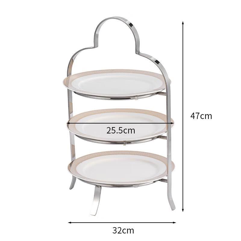 HANDUNYOU Stainless Steel 3-Tier Dessert Stand