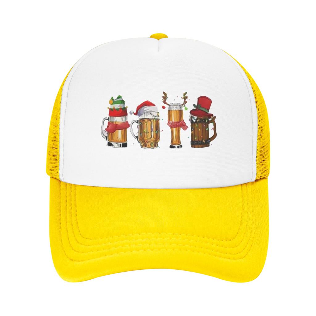 Gothic Merry Christmas Beers Santa Camping Mesh Baseball Caps Women  Printing FeUnisex Beach Dad Hat Snapback Cap