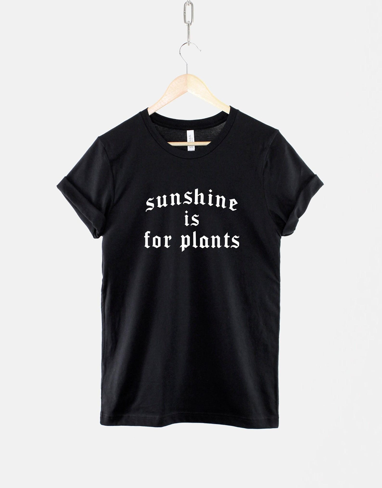 Goth Summer T-Shirt – Sunshine Is For Plants Black Cotton Tee XL