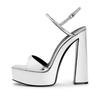 Fashion 2024 Summer Solid Color High Heel Women's Sandals New Waterproof Platform Buckle Gold Silver Size 36-43 Sexy Women's Shoes