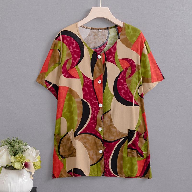 Summer Top Women Cardigan Thin Short Sleeve Plus Size Women's Blouse Summer Loose Vintage Clothes