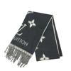 Louis Vuitton M71040 Monogram Reykjavik stole/shawl, fringe Scarf Cashmere Black