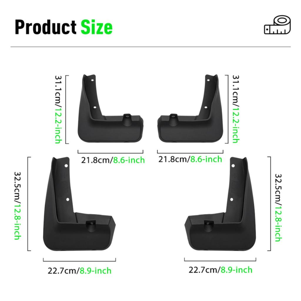 4 stk Bilsprutlapper Sprutbeskyttere Skjermer Bilsprutlapper Kompatible med BMW X2 F39 2018 2019 2020