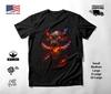Fiery Horned Skull Open Jaws T-Shirt Black Unisex S-2XL