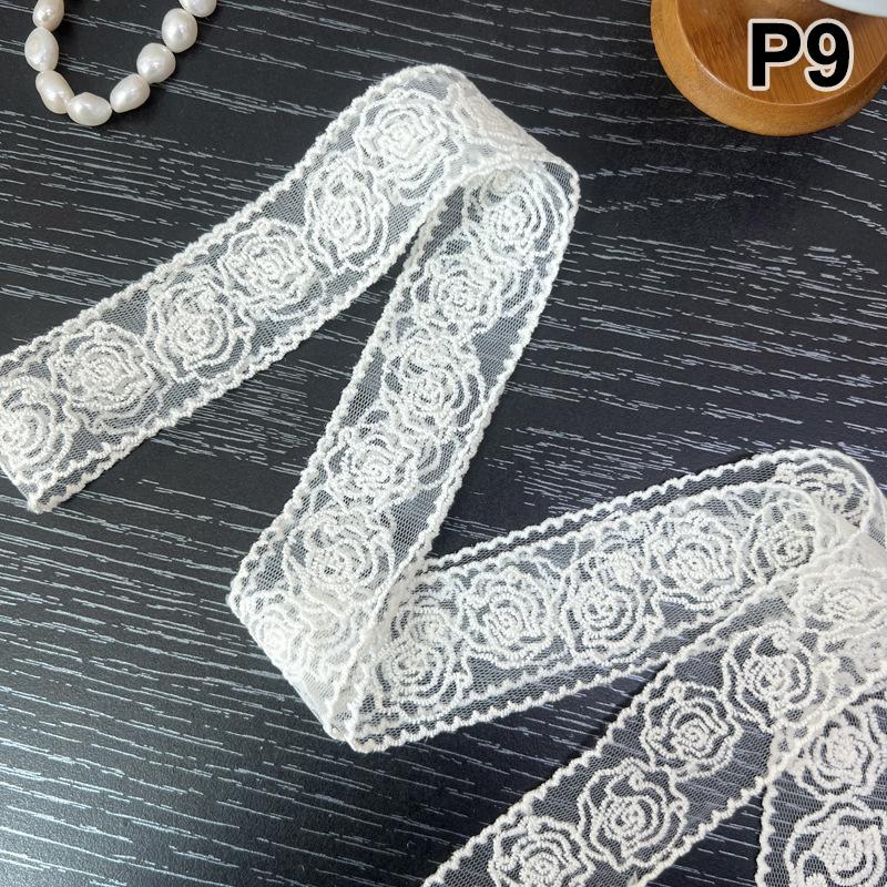Embroidery Long Ribbon And Belt Accessories French Lace Scarf Summer Hollow Floral Long Ribbon Scarves Hair Tie Snood Headband