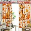 2D FLAT PRINTING 2pcs Curtains (Without Rod) Autumn Giraffes and Pumpkins Popular Fashionable Curtains Versatile 100% Polyester