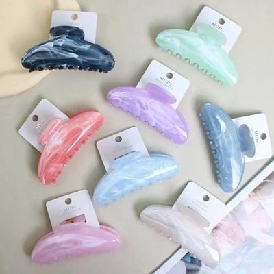 Candy Hairpin Advanced Acetate Marble Moire Back Head Shark Clip Semicircular Crescent Grab Clip