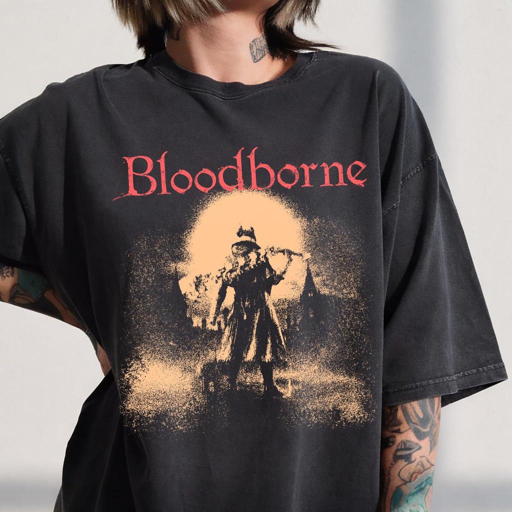 Comfort Colors Dark Fantasy Hunter Shirt, Gothic Gamer Tee, Retro 90s Action RPG Graphic, Video Game Fan Gift For Him