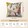 Bennett Genshin Impact Cute Cushion Cover Natural Linen Organic Fabric Double-Sided Printing Sofa Home Decor Gift Pillow Case