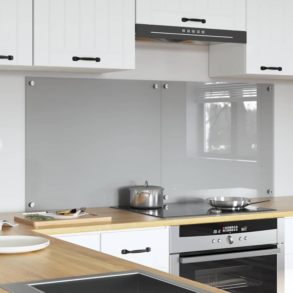 Kitchen Splashback 2 pcs Light Grey 70 x 60 cm Tempered Glass