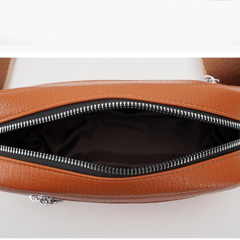 IELGY Ladies Messenger Bag Wide Shoulder Strap Double Zipper Simple Fashion Small Square Bag
