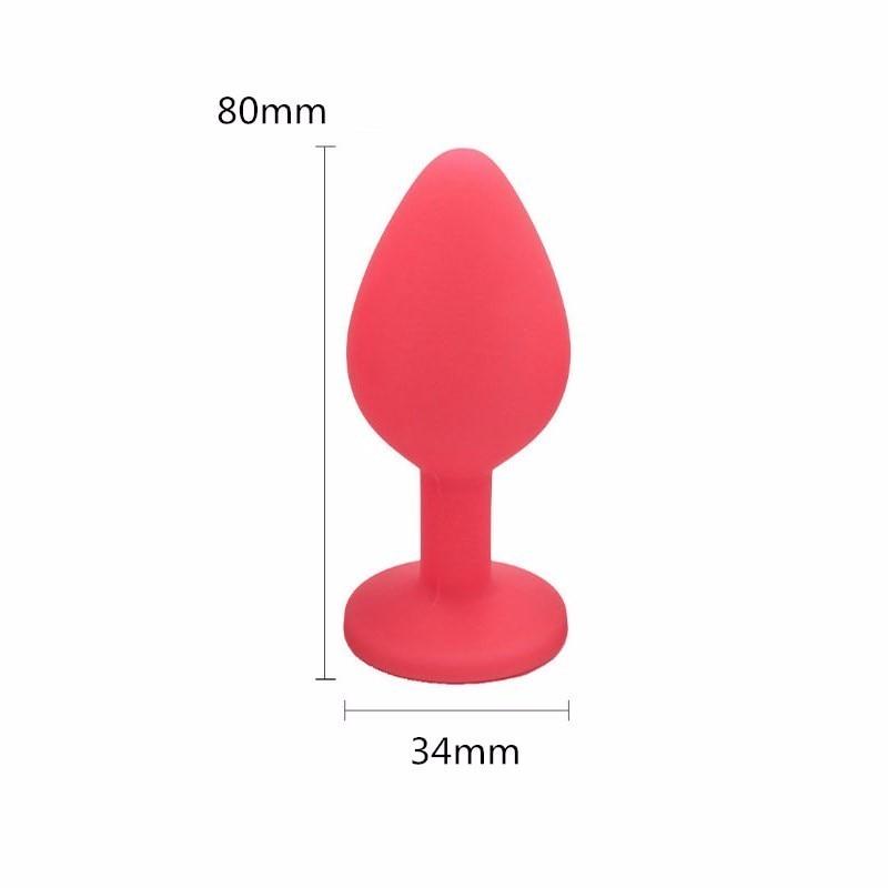 Silicone Butt Plug with Crystal Jewelry Smooth Touch Anal Plug No Vibrator Anal Sex Toys for Adult