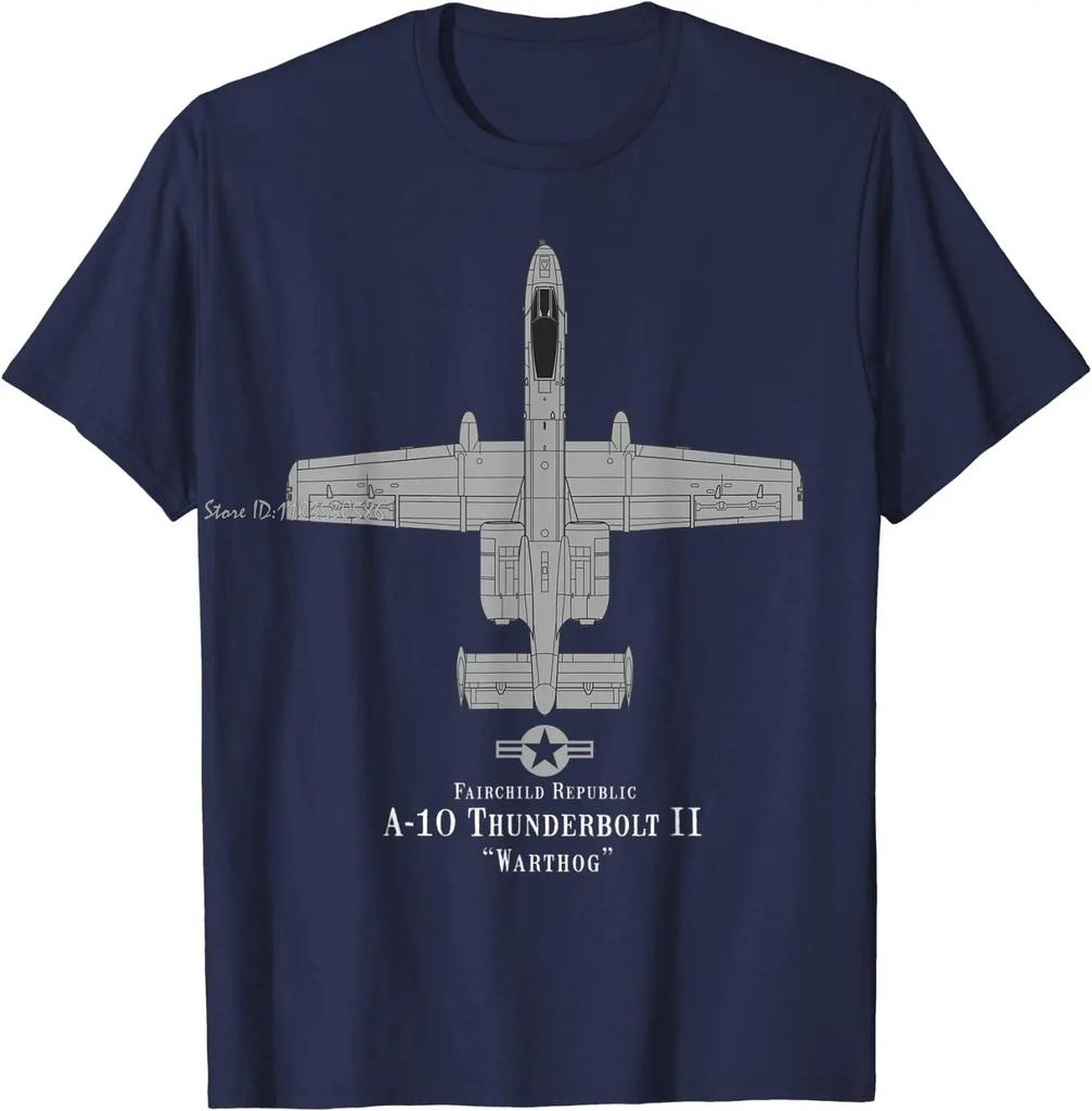 A-10 "Warthog" Thunderbolt II Attack Aircraft Tech Drawing Oversized T-shirt O-Neck Casual Cotton Tshirt NewunisexClothing Tops
