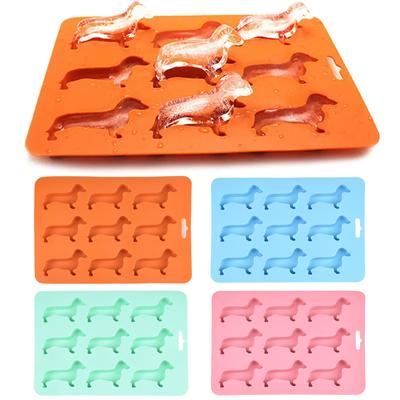 Machine à glaçons Chien Bac à glaçons 9 trous Moule à glaçons chiot Moule en silicone en forme de teckel