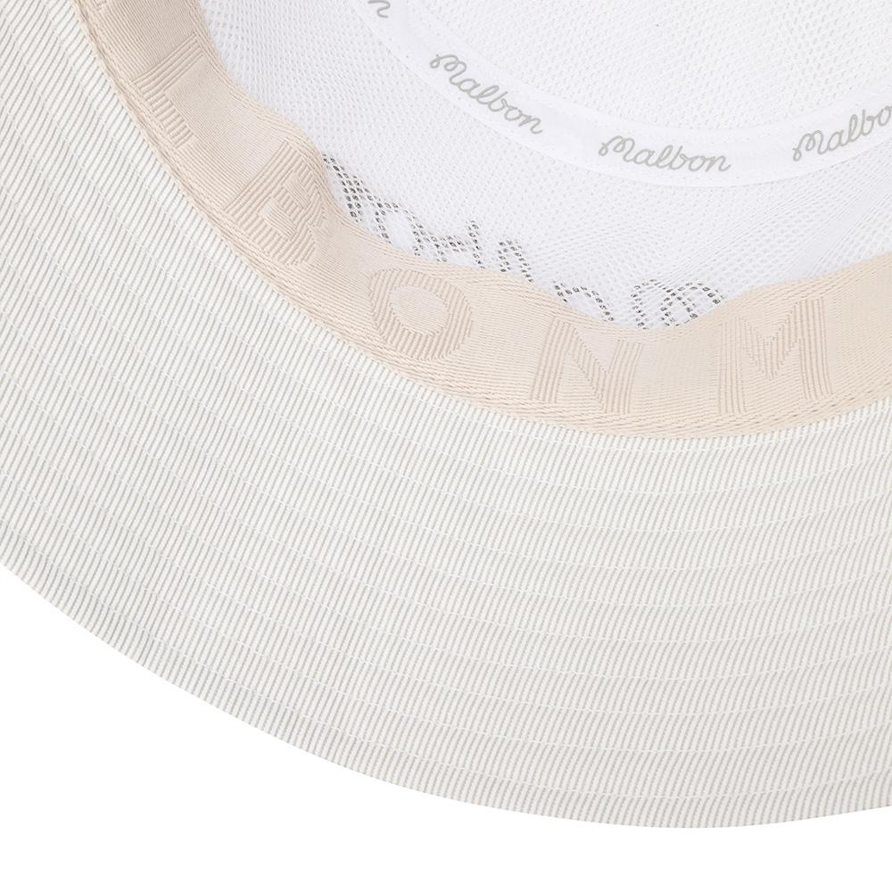 MALBON GOLF Striped Seersucker Bucket Hat Beige
