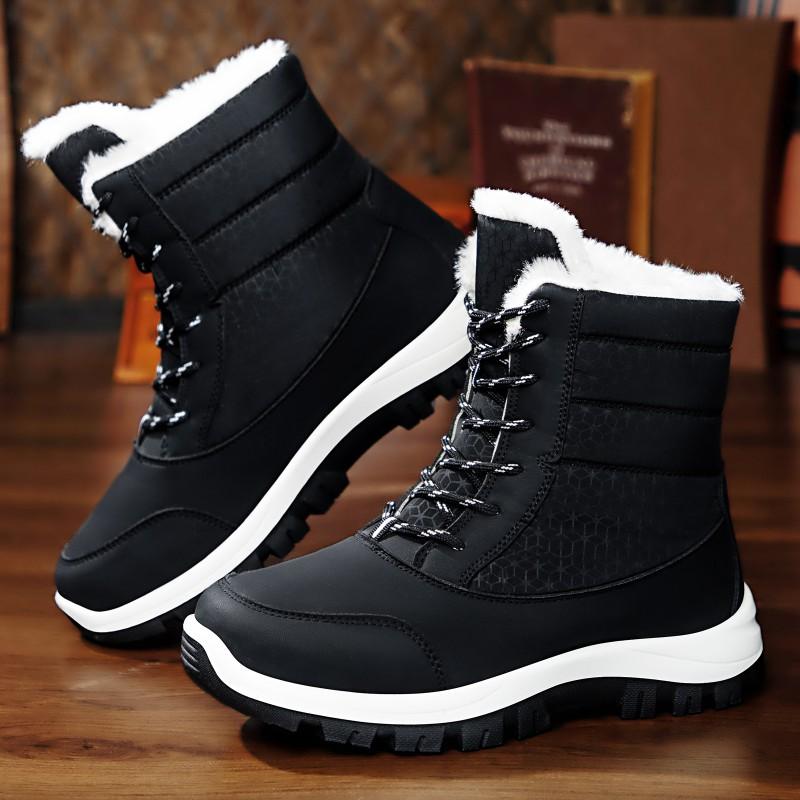 Womens Winter High-Top Snow Boots Warm Non-Slip Flat Heel Plus Size Cotton