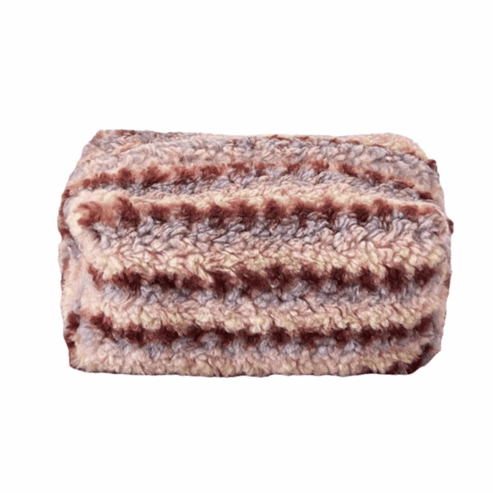 

Large Capacity Plush Striped Makeup Bag Striped Design Travel Cosmetic Case Makeup Accessory розовый