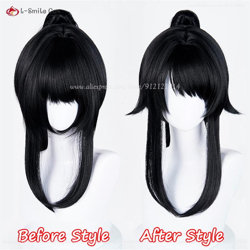 Ayano Aishi Cosplay Wig 53cm Black Ponytail Wigs For Women Costumes Anime Cosplay Wig Heat Resistant Synthetic Hair Halloween