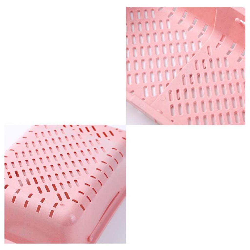 Sink Colander Strainer Basket Household Plastic Stretchable Bowl Drain Storage Rack for Kitchen Pink