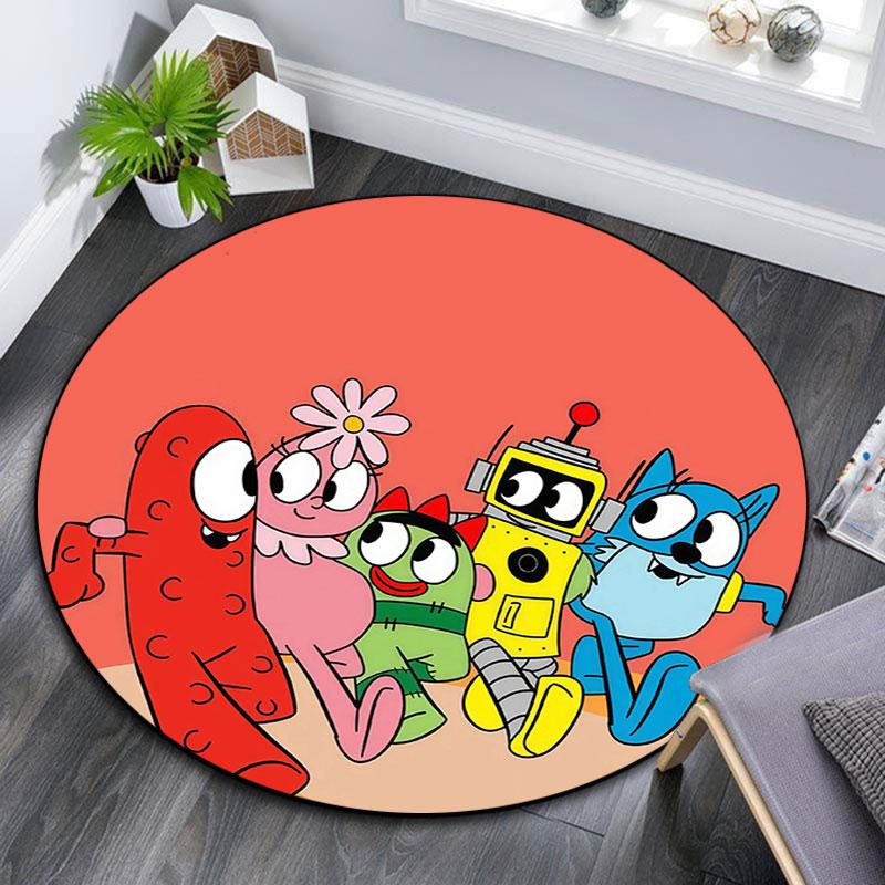 Yo Gabba Gabba!,Round Area Rug,Carpet Rug for Living Room Bedroom Sofa Playroom Decor,Non-slip Floor Mat