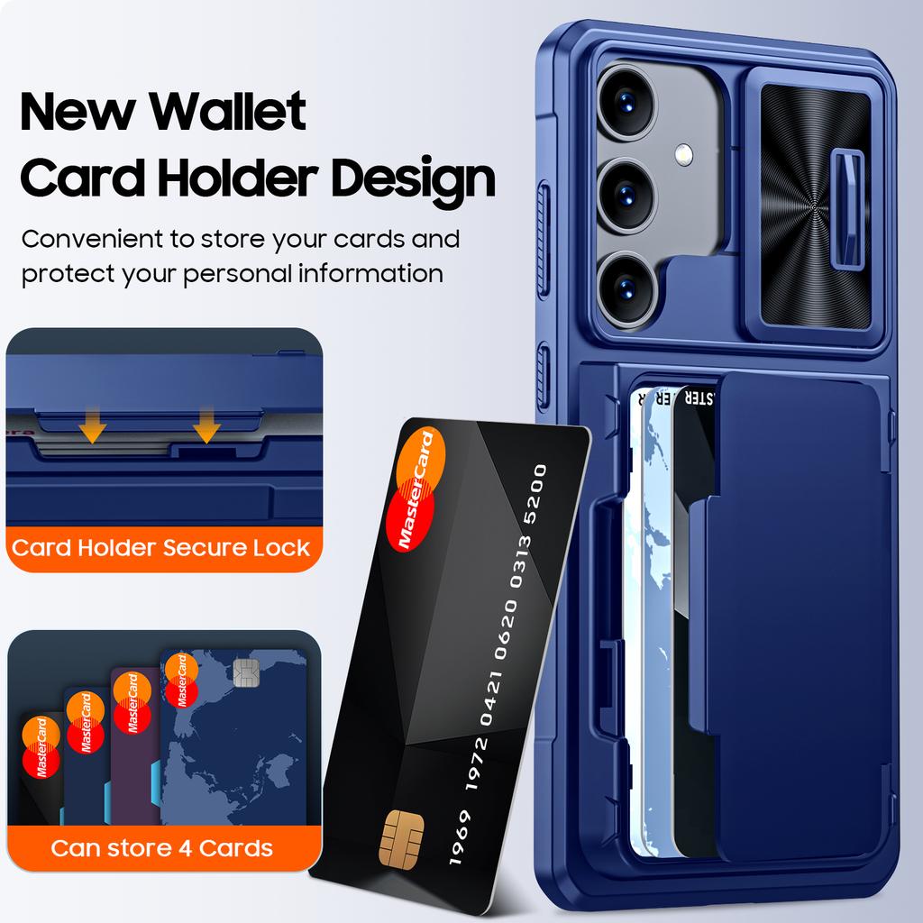 RFID-Portemonnaie-Handyhülle mit Kartenhalter, Kameralinsenschutz und Ständer für Samsung Galaxy A35 - Blau