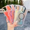 KEYSION Colorful Gradient Magnetic Lens Stand Case for iPhone 11 12 13 Pro Max for MagSafe TPU+PC Shockproof Back Cover