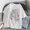 Women T Shirts Anime Letter Print Short Sleeve O-Neck Tee Shirts  Oversized T-Shirt Women Hip Hop Streetwear Tops FeUnisex Clothes