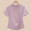 Kink Irregular T-shirt Women's Summer Temperament Is Thin and Chic Round Neck Short-sleeved Top