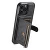 SUTENI M4 For iPhone 16 Pro Magnetic Case with Card Holder Cowhide Texture Leather Back Cover