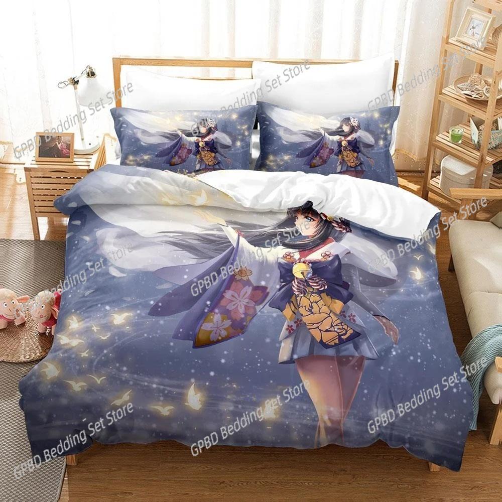 Game Kawaii Girls Onmyoji 3D Bedding Set Duvet Cover Pillowcases Single Twin Full Queen King Size Home Decor Quilt Boys Gift
