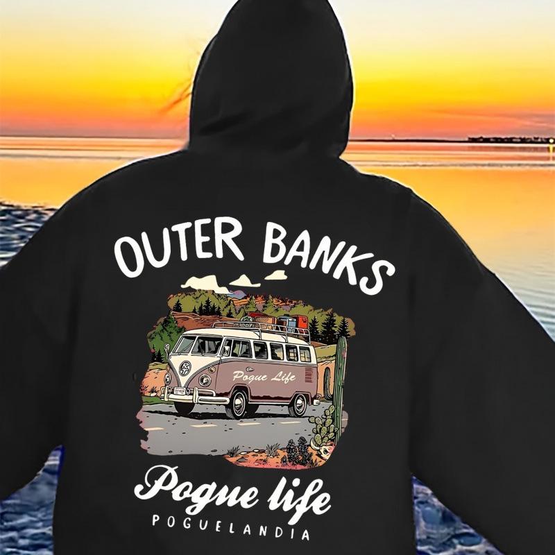 Outer Banks Pogue Life Graphic Hoodie - Casual Polyester