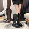 2025 autumn and winter retro fashion thick-soled long fashion boots rear zipper large tube circumference women's long boots casual high boots