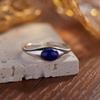 Xiaohongshu Minimalist Personalized Design S925 Sterling Silver Inlaid With Natural Agate Blue Gold Treasure Ring For Women