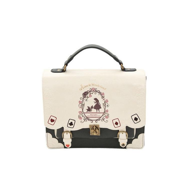 

Рюкзак Лолита «Алиса в Стране чудес»: Милая японская школьная сумка-кроссбоди-трансформер грязно-белый