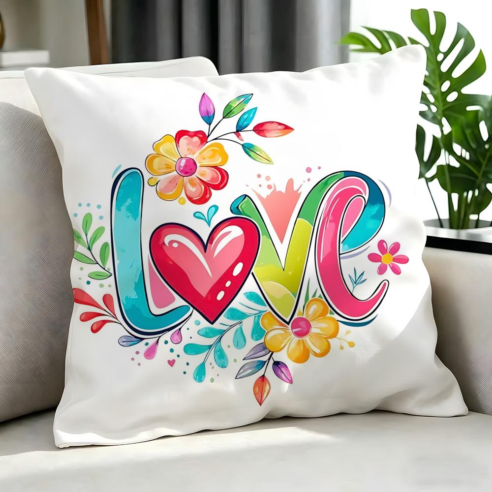 CColorful Heart Floral Love Text Cushion Cover Cushion Cover Set Pcs x x x Pillowcase Decorative Sofa Home Decor
