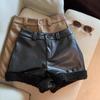 Maillard Women's Spring Retro Fur Spliced PU Leather Shorts & High-End Petite Leggings