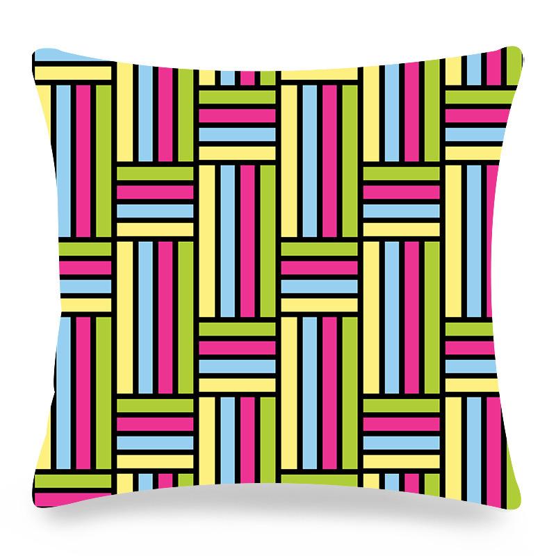Home Decor Colorful Geometric Pattern Digital Print Pattern Cushion Cover Suitable for Sofa Bedroom Car Pillow Cover