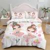 Cartoon Ballet Dancing Girl Duvet Cover Set Princess Twin Size Bedding Kids Nordic Bed Cover 150x90 Queen King