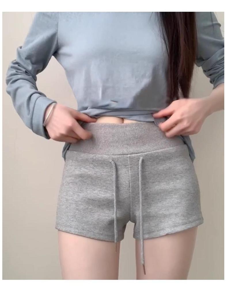 Women's Red Spicy Girl Yoga Shorts - Low-Waist, Slimming, Drawstring, Hip-Hugging Summer 2025